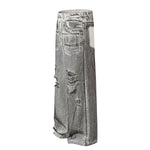 Acid Wash Destroyed Wide-Leg Jeans