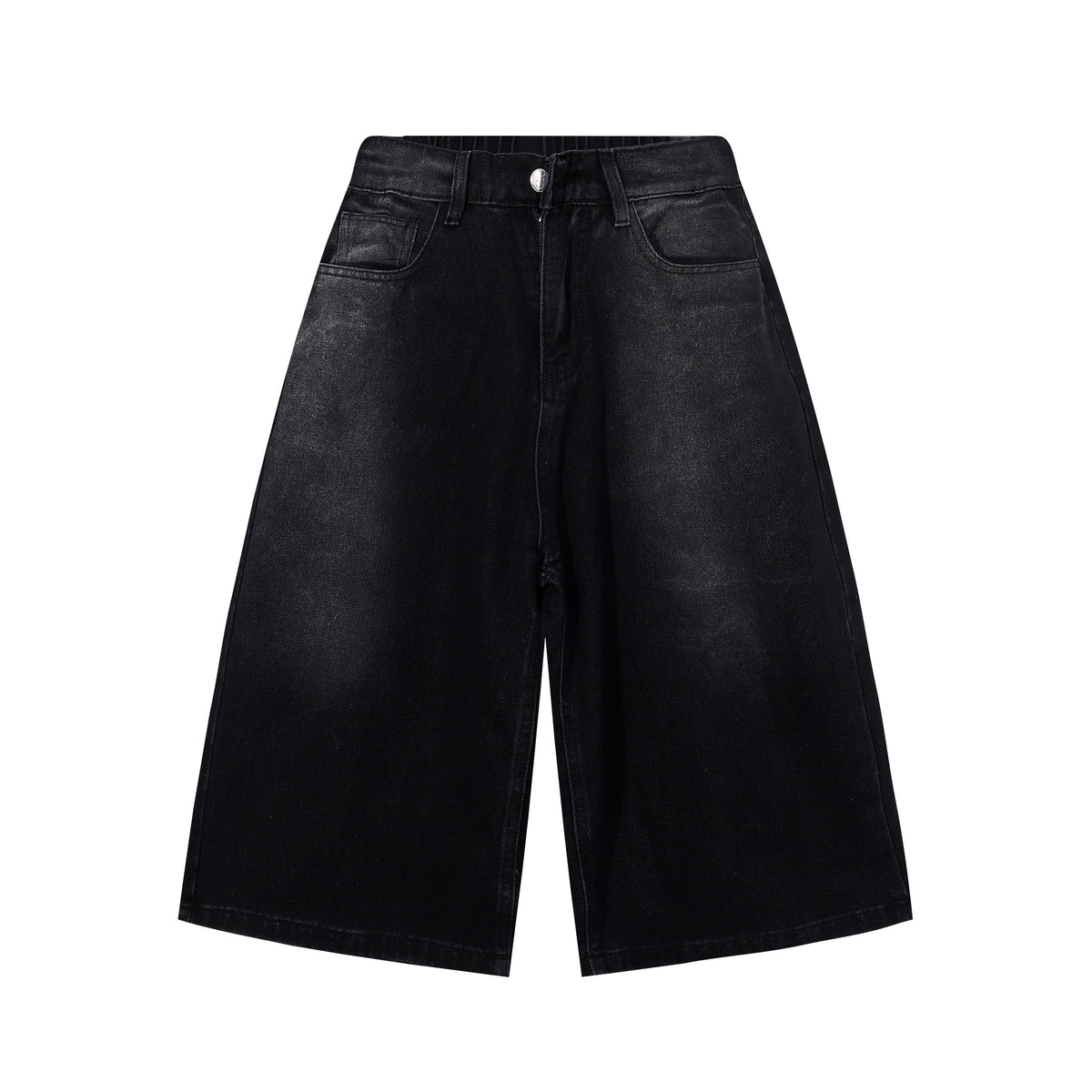 High Waist Wide Leg Ombre Denim Shorts