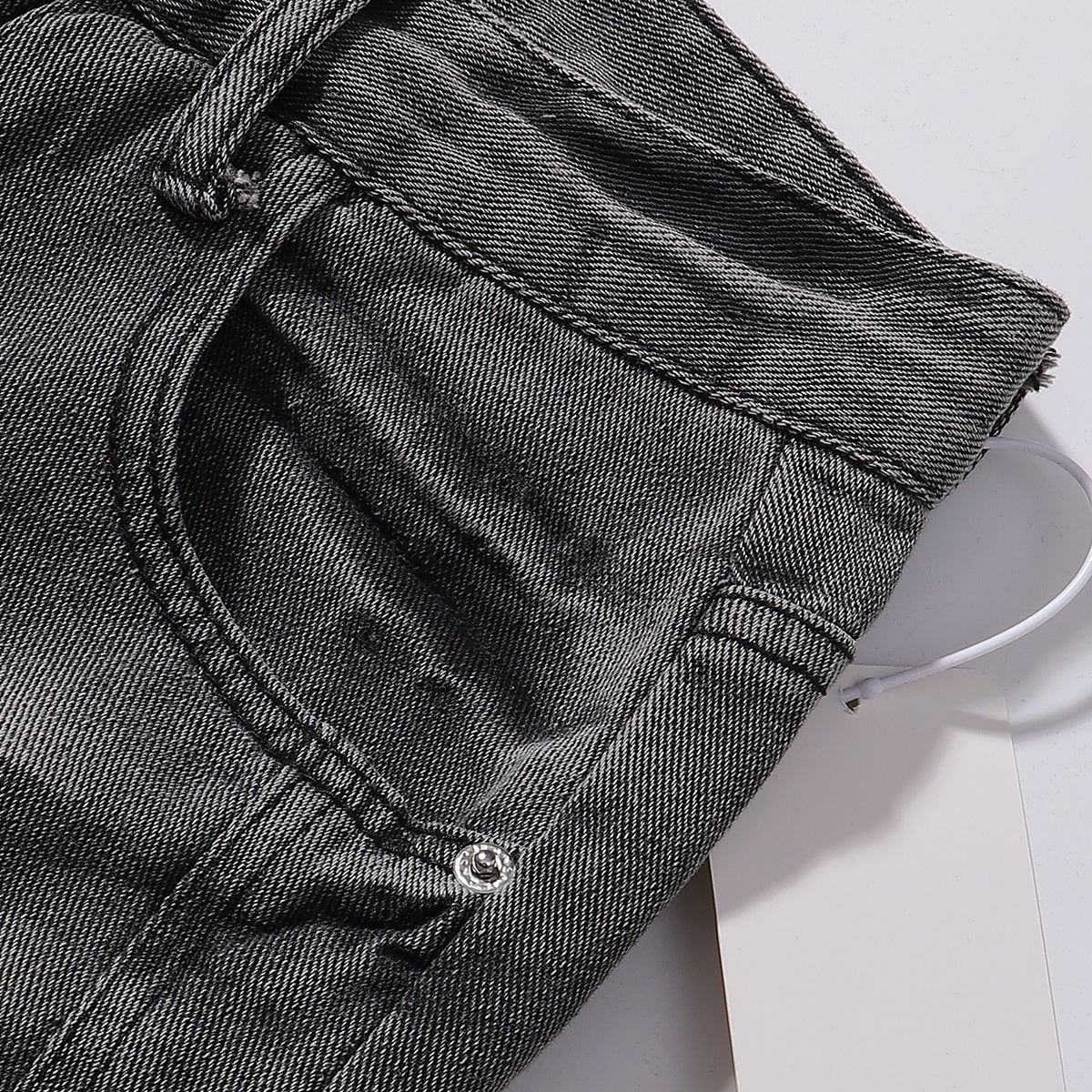 Faded Grey Distressed Wide Leg Vintage Jeans