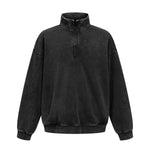 Distressed Wash Comfort Zip Pullover Sweatshirt