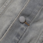 Paint-Spray Ripped Denim Trucker Jacket