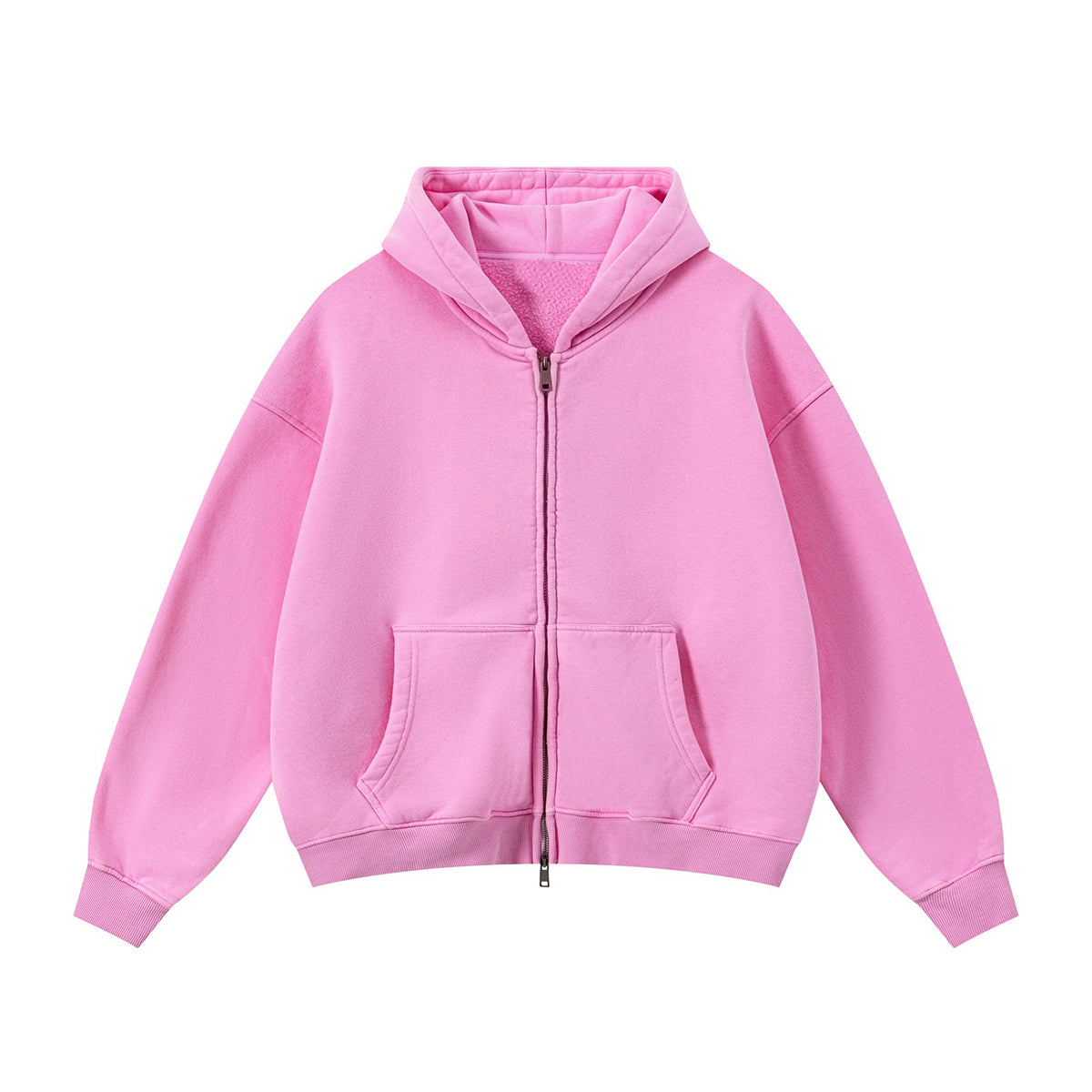 Soft Fleece Zip Up Hoodie Front Pockets