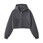 Women's Solid Zip-Front Cropped Hoodie