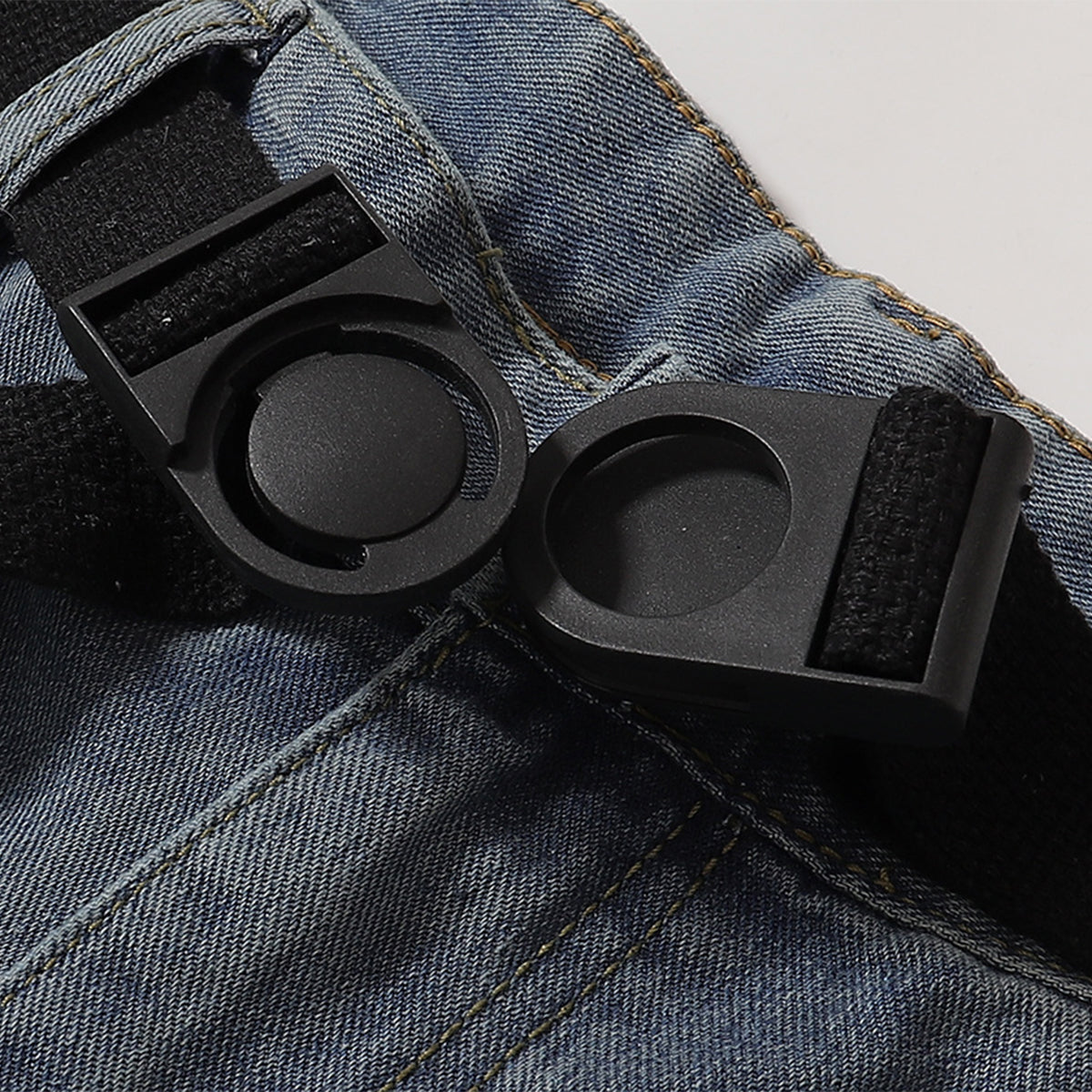 Built In Belt Mid Waist Denim Shorts