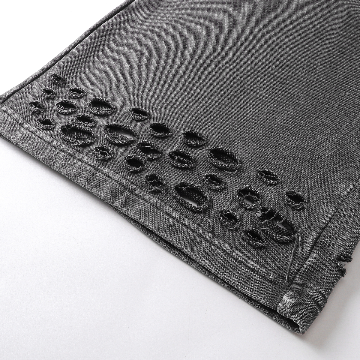 Ripped Hem Loose Fit Cotton Sweatpants