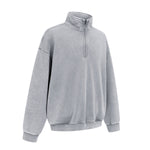 Distressed Wash Comfort Zip Pullover Sweatshirt