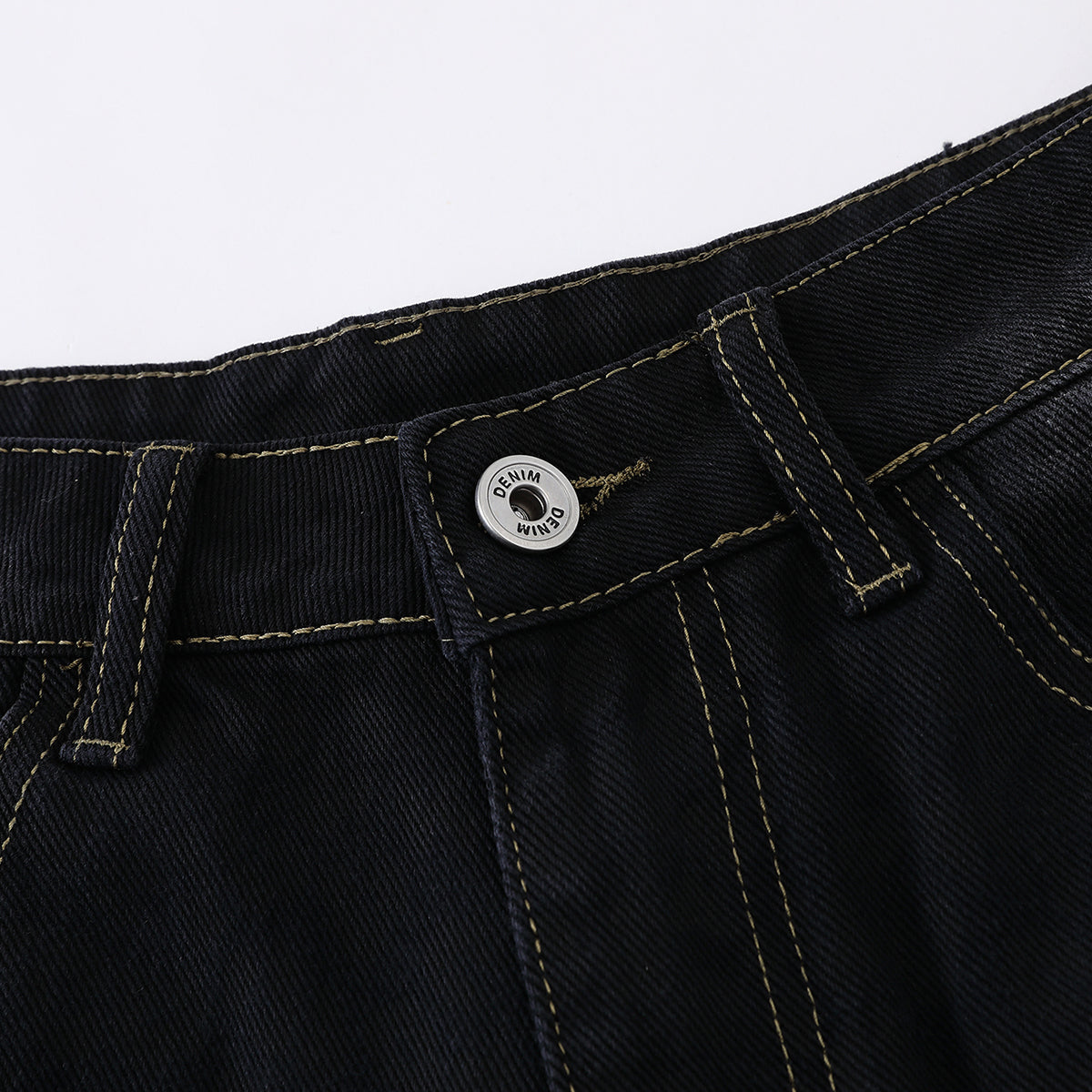 Black Leopard Print Denim Bermuda Shorts