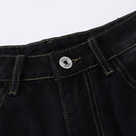 Black Leopard Print Denim Bermuda Shorts