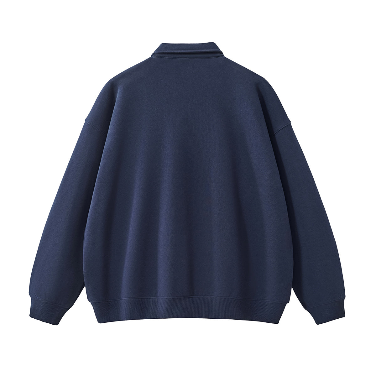 Solid Color Fleece Polo Collar Sweatshirt
