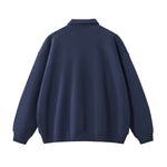 Solid Color Fleece Polo Collar Sweatshirt