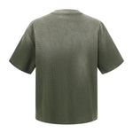 Waffle Knit Spray Dyed Distressed Raw Edge Tee