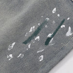 Paint Splatter Distressed Wide Leg Denim