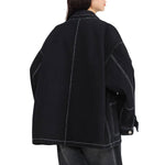 Loose Fit Denim Button-Front Jacket