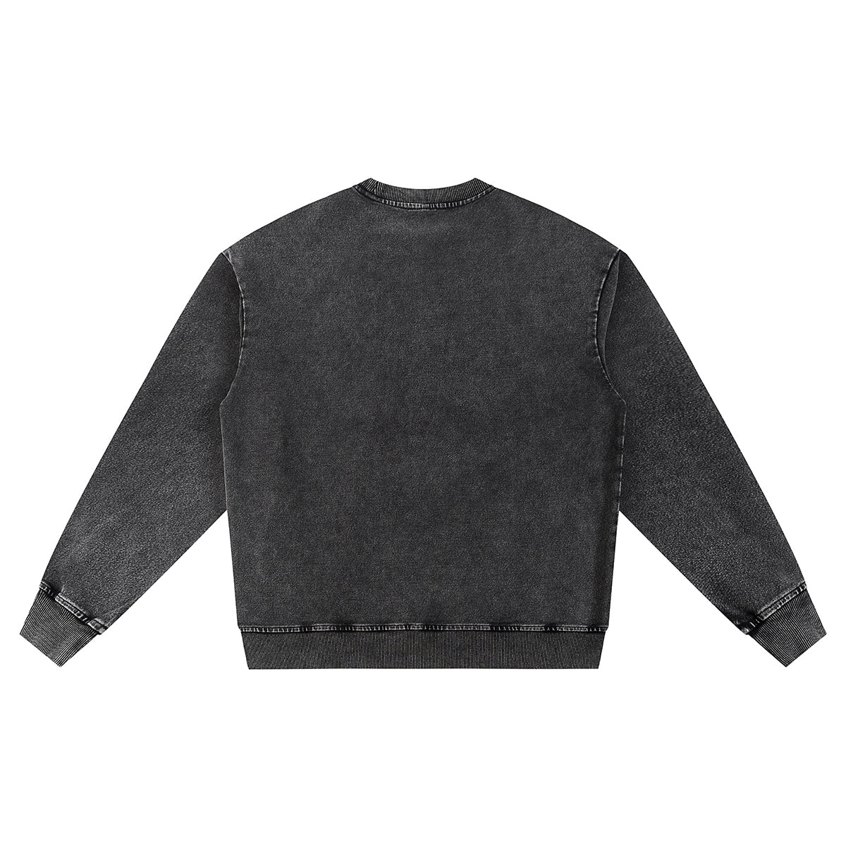 Crew Neck Washed Knit Denim Sweatshirt