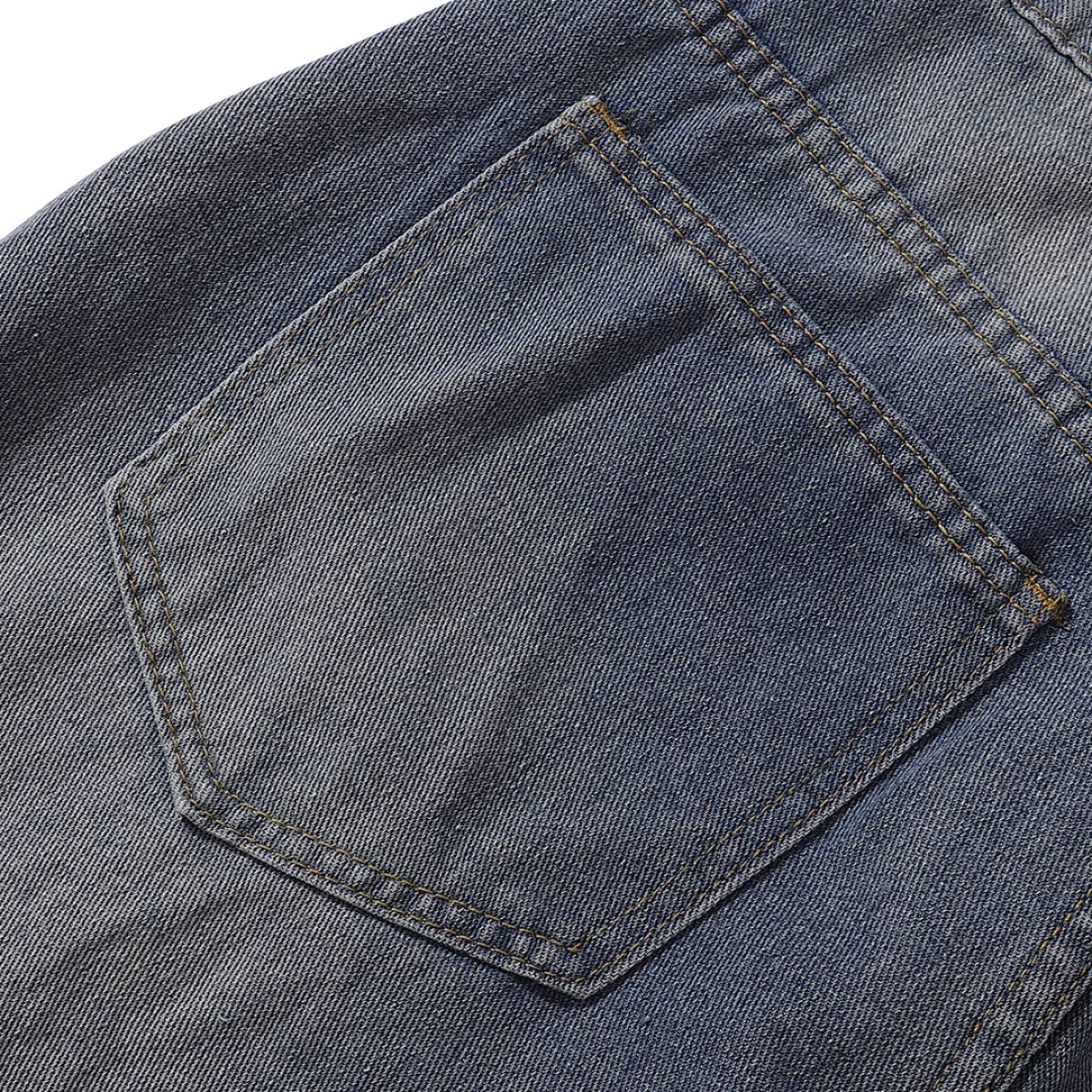 Vintage Washed Curved-Leg Denim Jeans