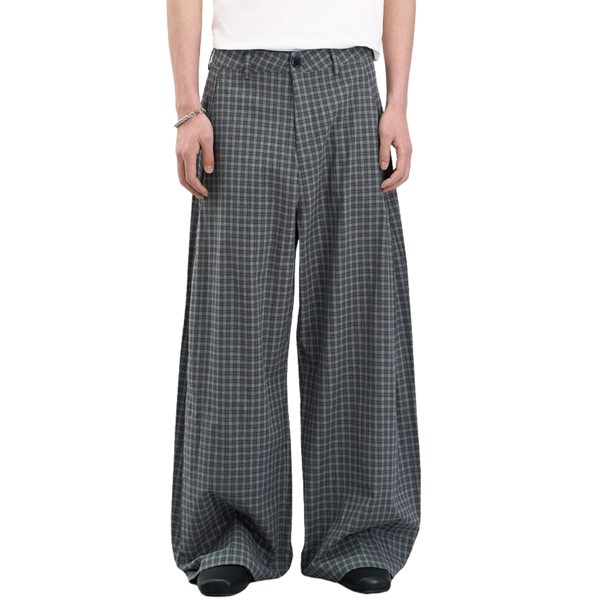 Plaid Wide-Leg Relaxed Baggy Unisex Casual Trousers