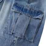 Pleated Vintage Wash Denim Baggy Jeans