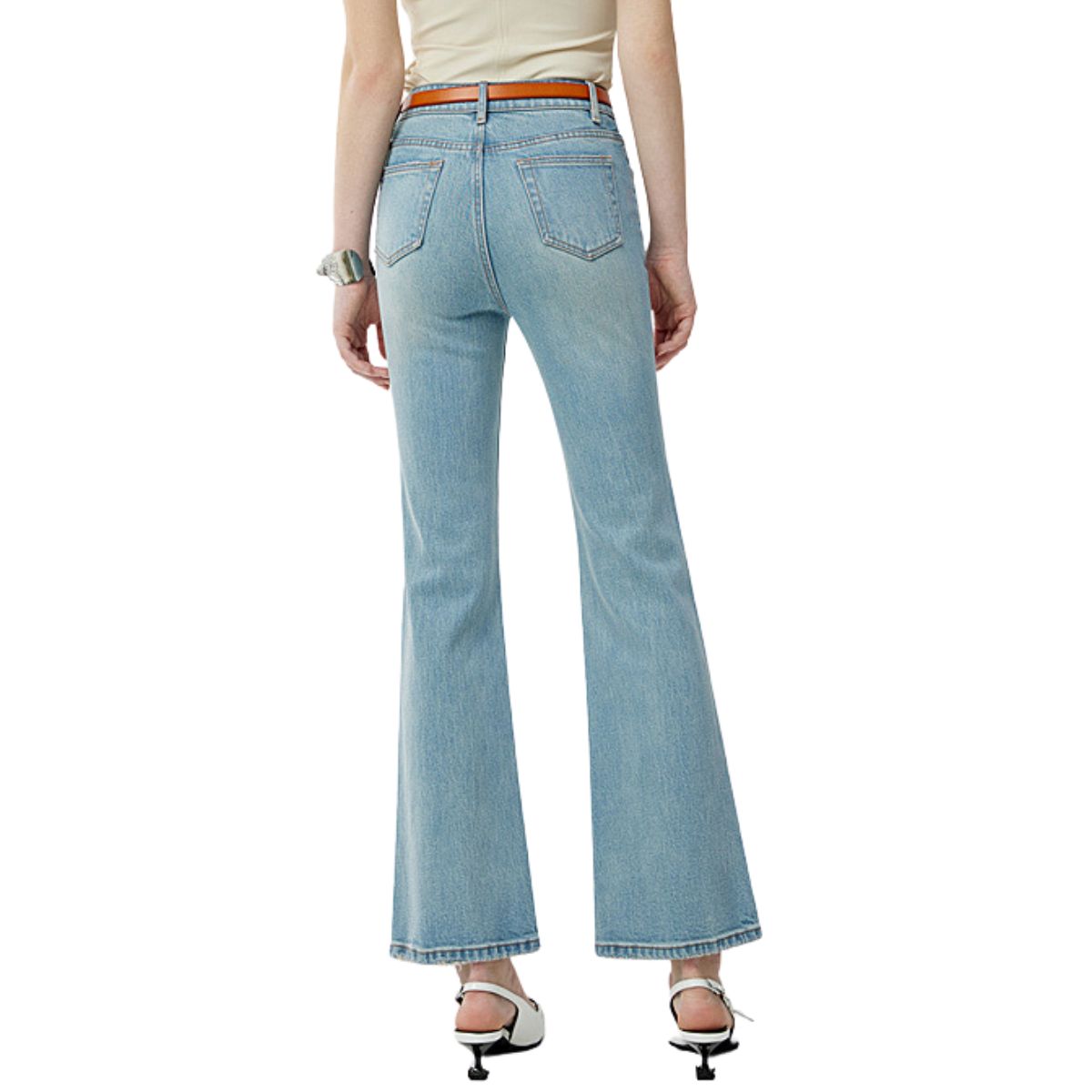 Risen High-Rise Raw Hem Bootcut Jeans