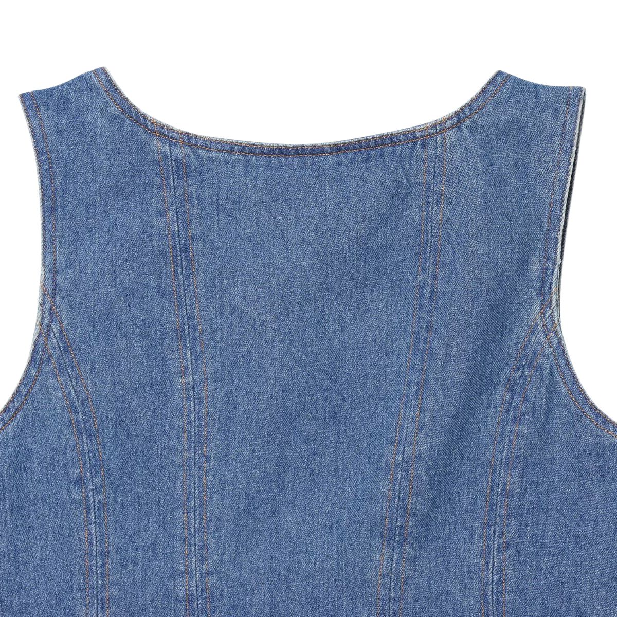 Button-Front Pleated Denim Tank Top