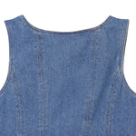 Button-Front Pleated Denim Tank Top