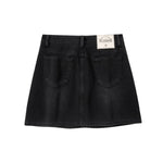 Vintage Black Whisker Denim Mini Skirt