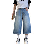 Vintage Sand Wash Straight Leg Denim Shorts