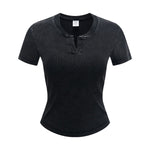 Women’s Retro Wash Fitted Stand Collar Tee