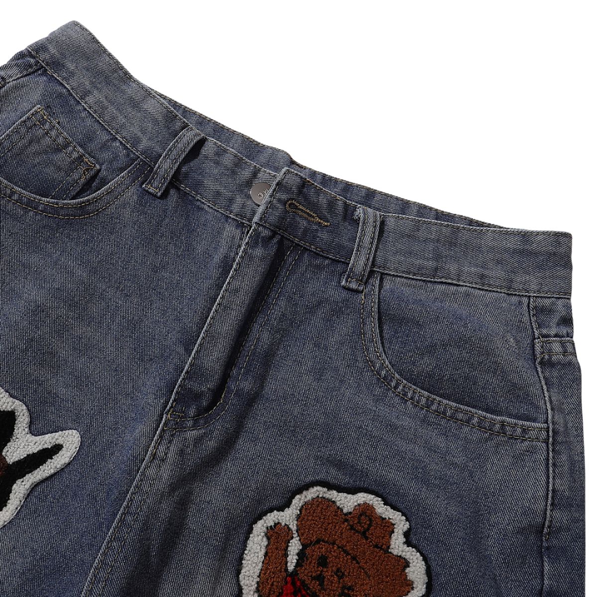 Cartoon Patch Loose Fit Denim Shorts