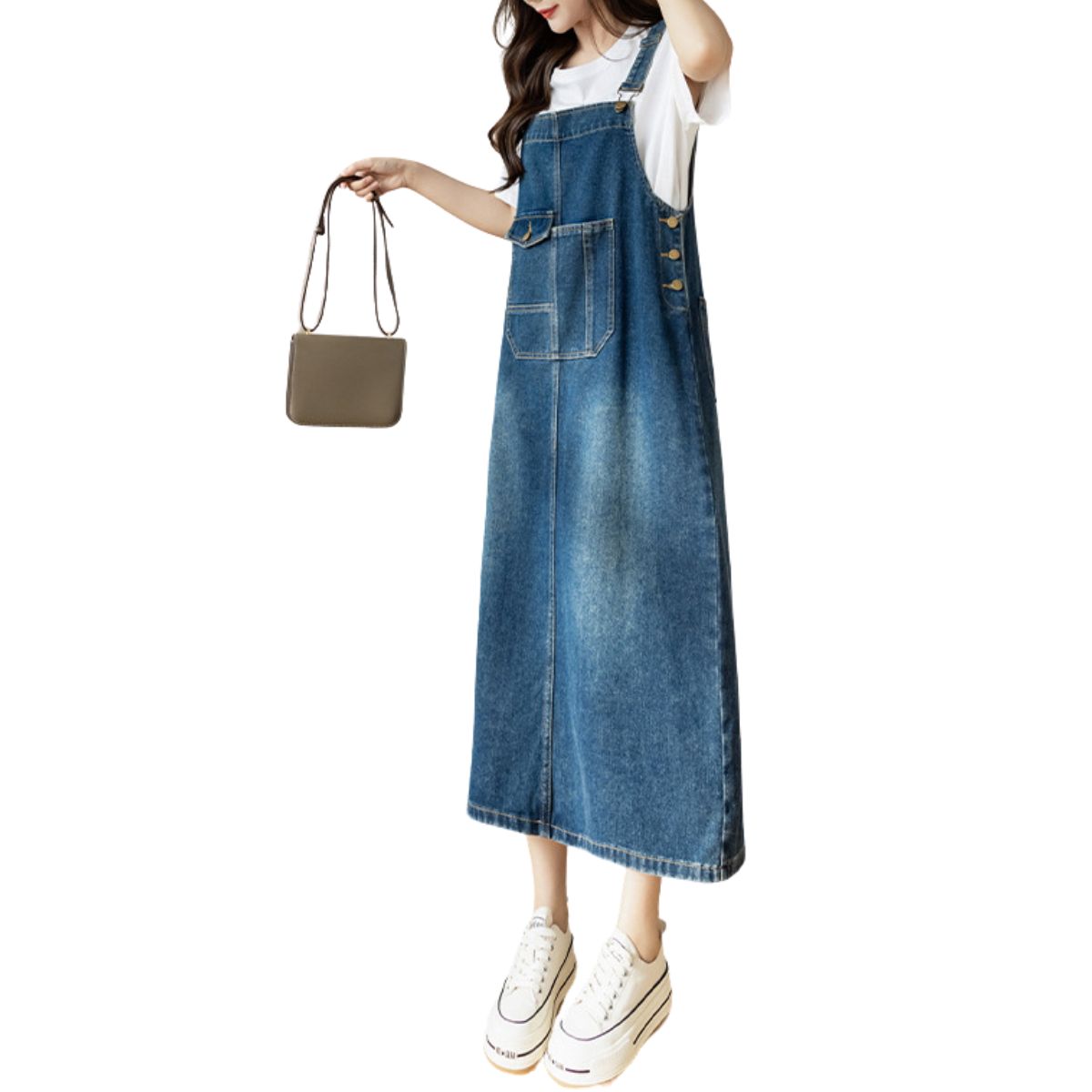 Oversized Denim Midi Slip Dress