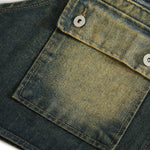 Button-Front Washed Denim Vest