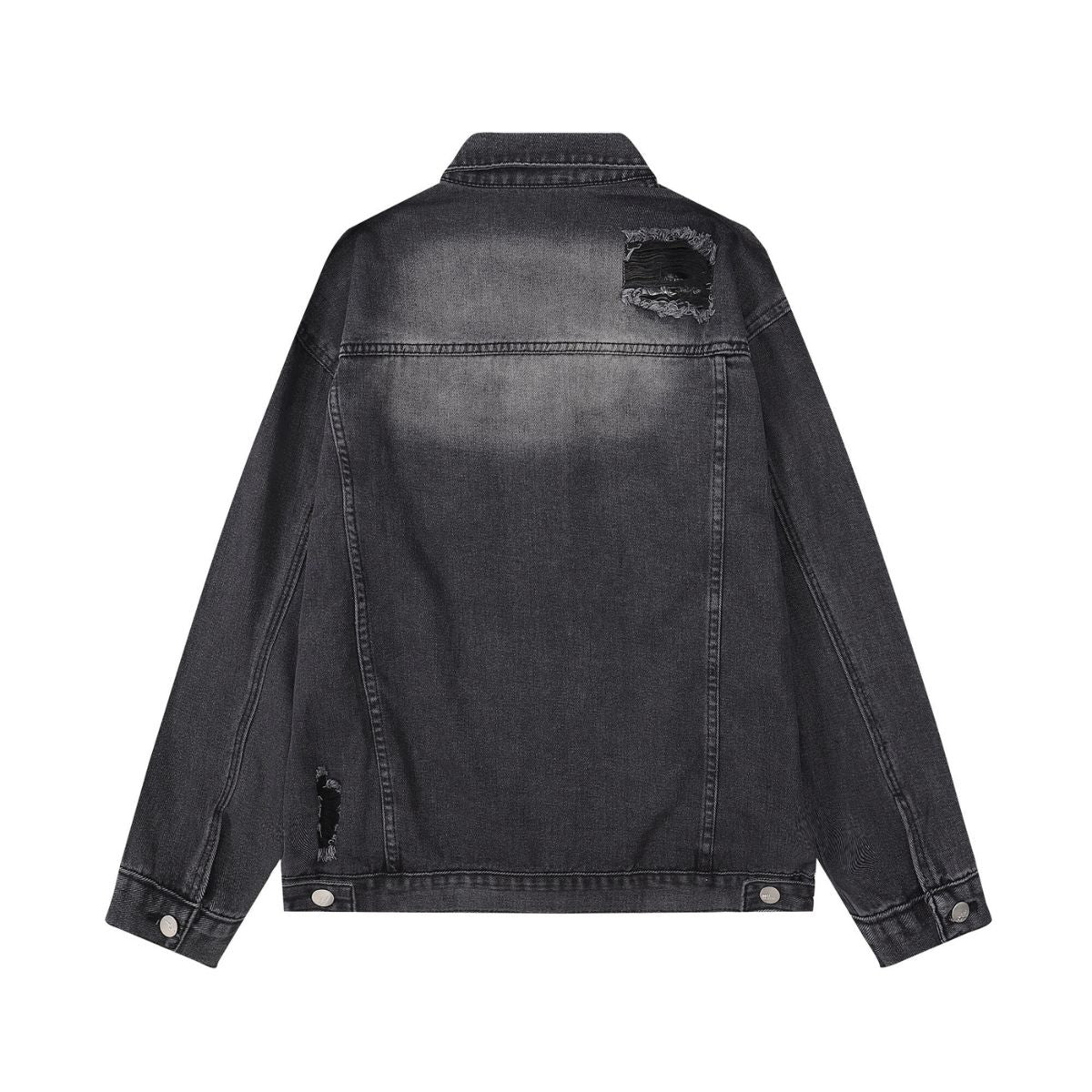 Relaxed Faded Denim Ripped Jacket