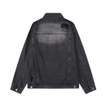 Relaxed Faded Denim Ripped Jacket
