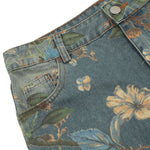 Smoke Rise Wide Leg Floral Print Denim Pants