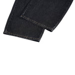 Faded Crackle Wash Baggy Curved Leg Denim Jeans