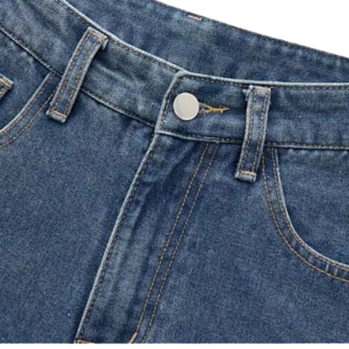 Floral Embroidery Washed Denim Shorts