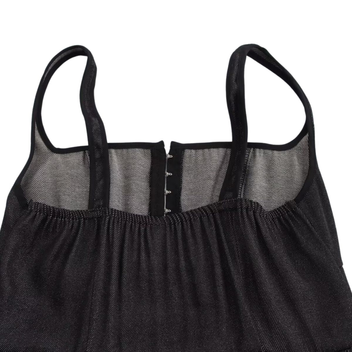 Black Button-Front Strappy Midi Dress