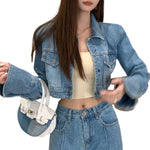 Vintage Washed Cropped Denim Jacket