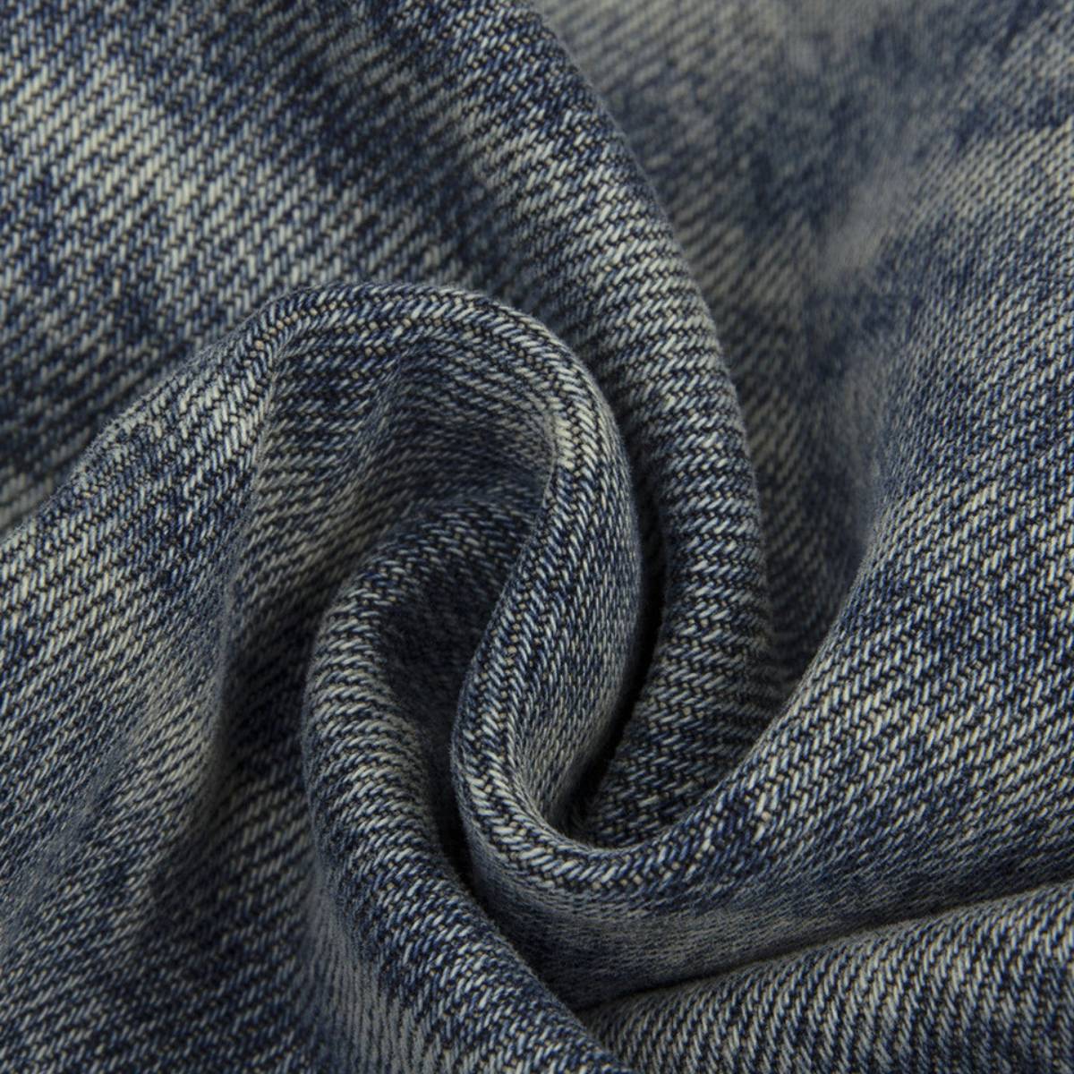 Washed Distressed Wide Leg Straight Denim Jeans