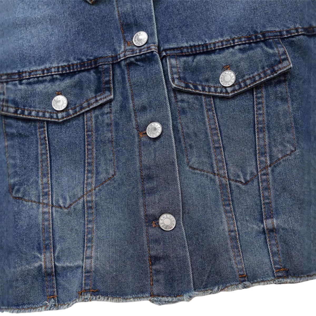 Cropped Raw Hem Washed Denim Jacket