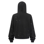 Distressed Paint Splatter Zippered Hoodie