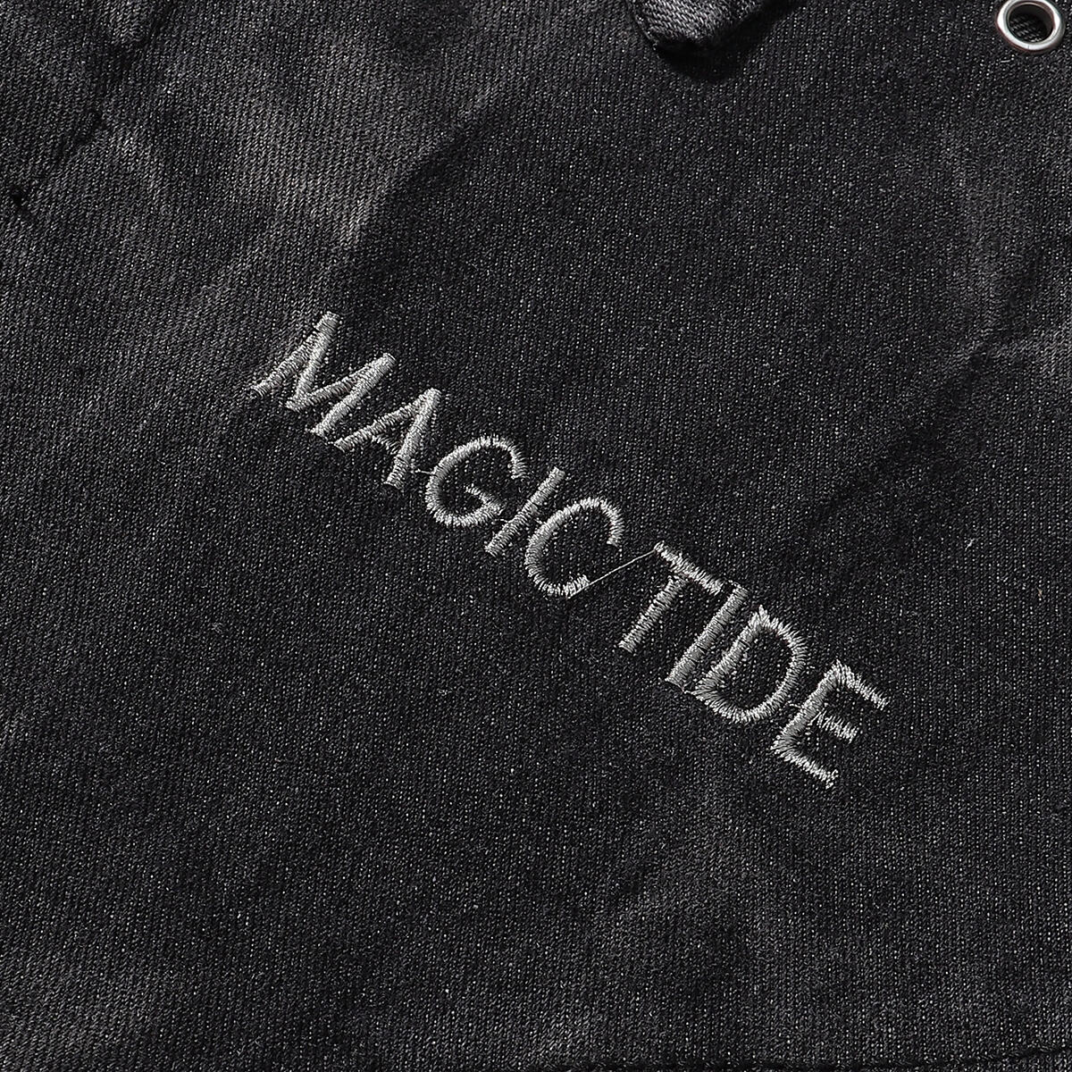 Streetwear Black Washed Denim Jacket