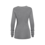Asymmetric Neck Long Sleeve Ribbed Top