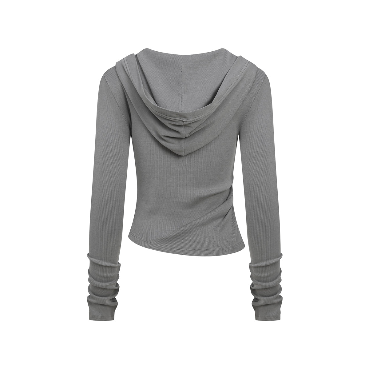 Ruched Fitted Long Sleeve Hoodie Top