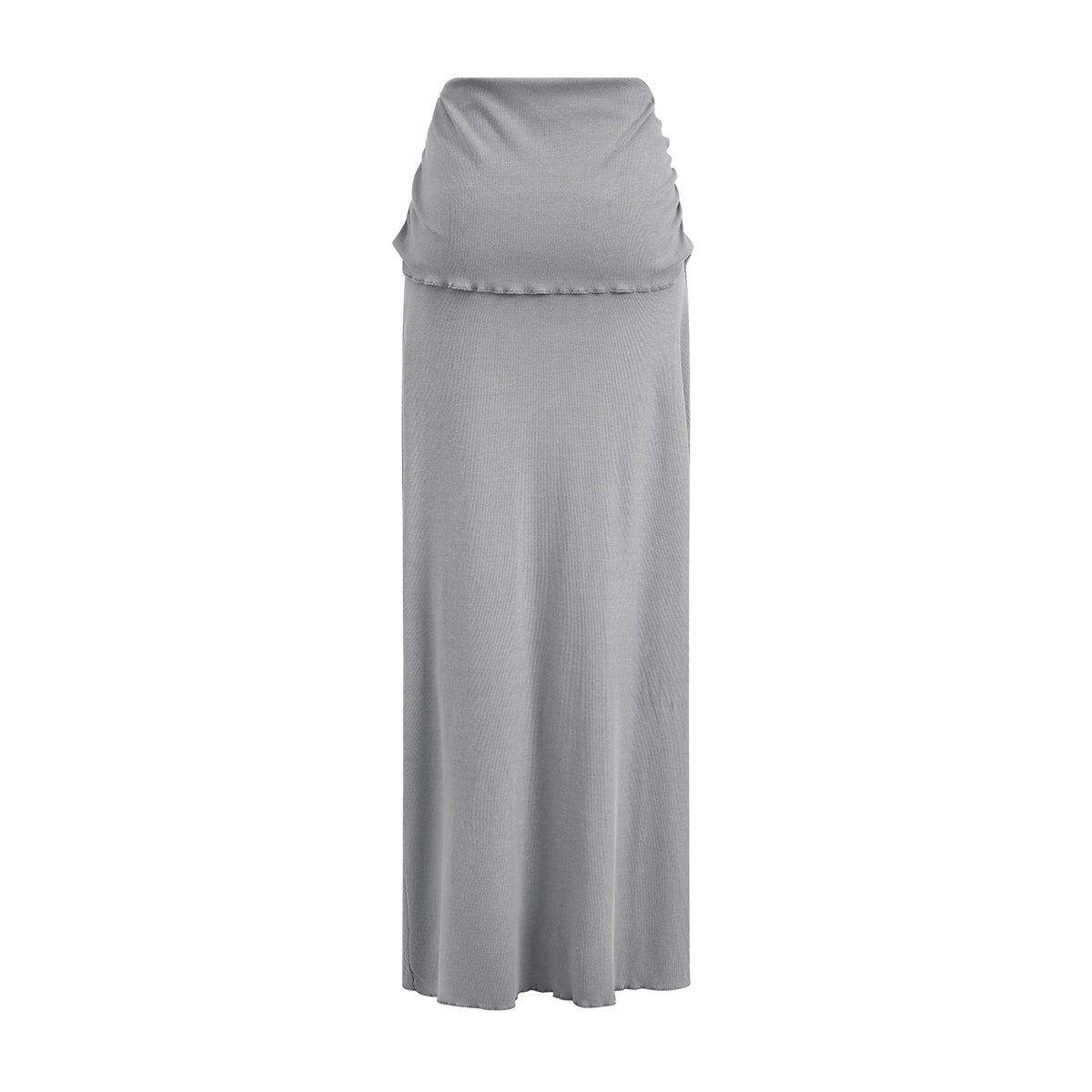 High Waist Ruched Knit Maxi Skirt