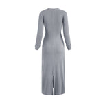 Slim Fit Long Sleeves Ribbed Midi Dress
