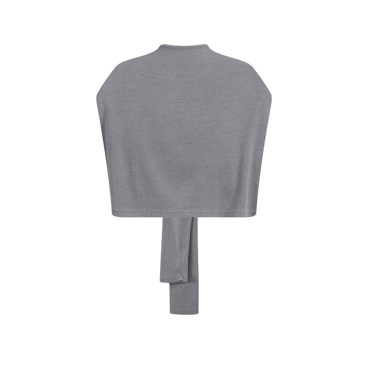 Front Tie Ribbed Knit Shoulder Wrap