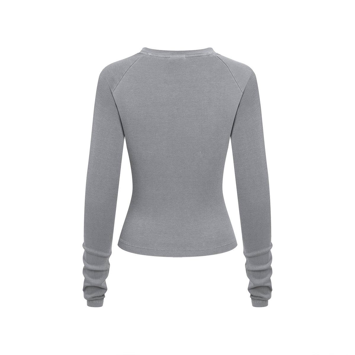 Crew-Neck Long Sleeve Ribbed Top