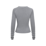 Crew-Neck Long Sleeve Ribbed Top