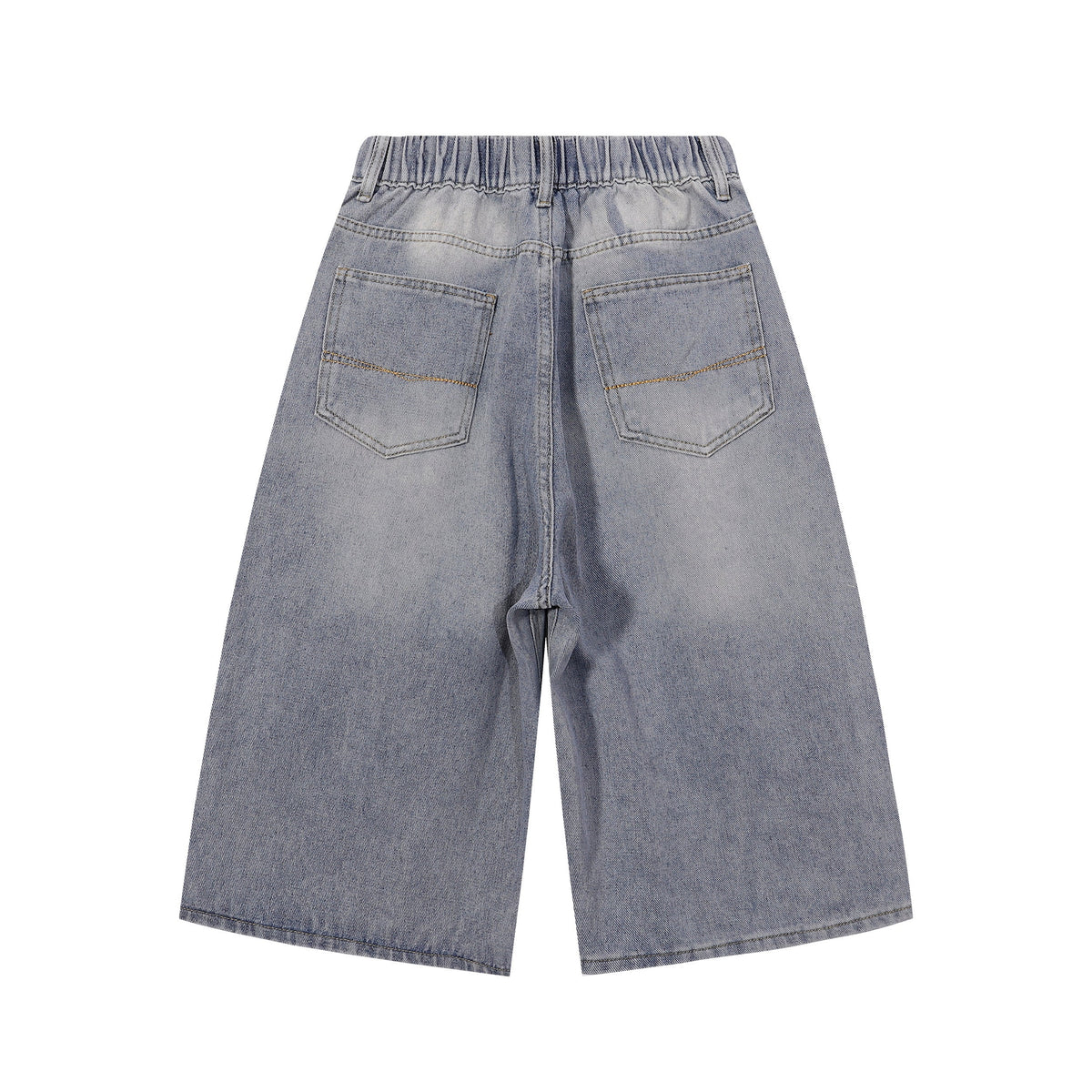 High Waist Wide Leg Ombre Denim Shorts