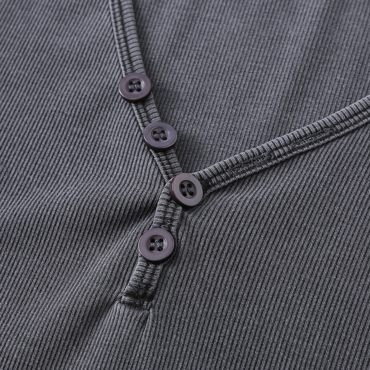 Long-Sleeve Ribbed Henley Top 8.25oz